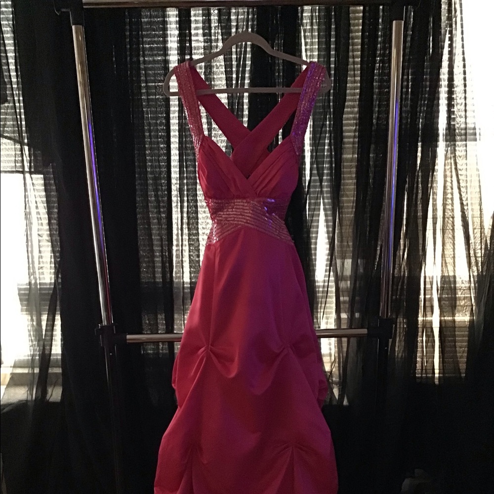 Niki Livas  long pink dress